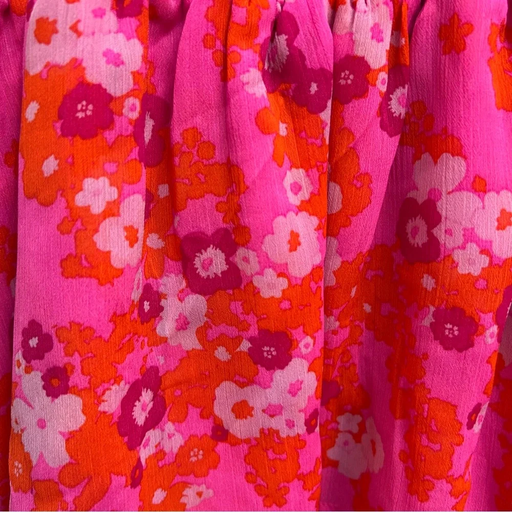 Sugarlips Hot Pink Floral Surplice Ruffle Dress - Picture 15 of 16